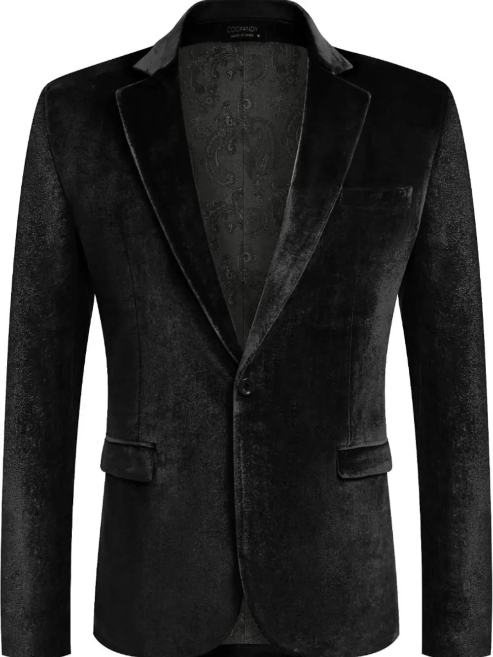 Stylish Men's Velvet Blazer, Notched Lapel Tuxedo Jacket for Wedding & Party